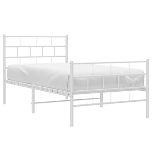 vidaXL Metal Bed Frame with Headboard and Footboard White 39.4"x78.7"-1