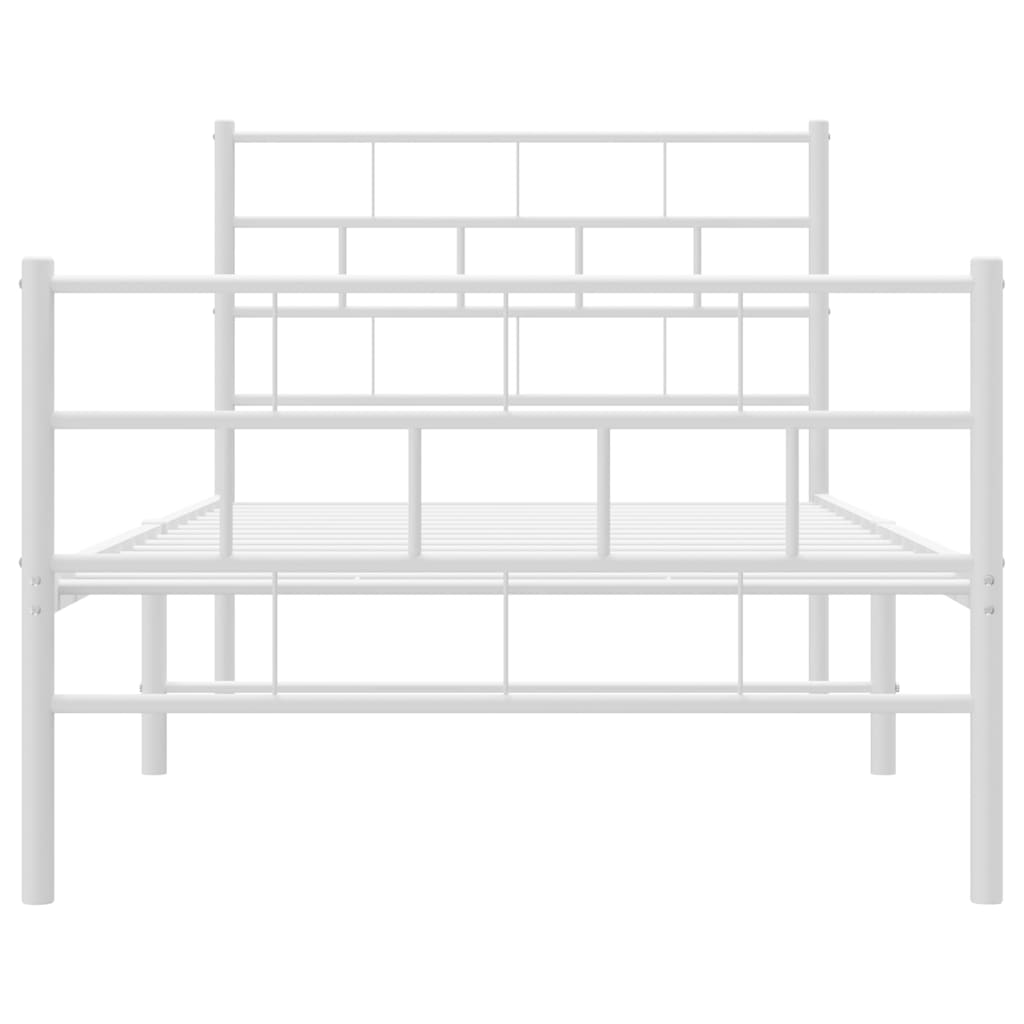 vidaXL Metal Bed Frame with Headboard and Footboard White 39.4"x78.7"-3