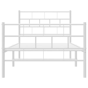 vidaXL Metal Bed Frame with Headboard and Footboard White 39.4"x78.7"-3