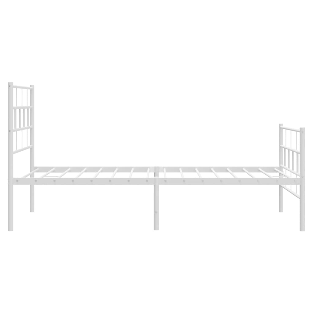 vidaXL Metal Bed Frame with Headboard and Footboard White 39.4"x78.7"-4