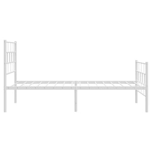 vidaXL Metal Bed Frame with Headboard and Footboard White 39.4"x78.7"-4