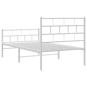 vidaXL Metal Bed Frame with Headboard and Footboard White 39.4"x78.7"-5