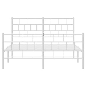 vidaXL Metal Bed Frame with Headboard and Footboard White 53.1"x74.8"-3