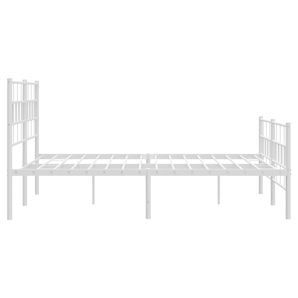 vidaXL Metal Bed Frame with Headboard and Footboard White 53.1"x74.8"-4