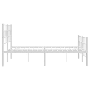 vidaXL Metal Bed Frame with Headboard and Footboard White 53.1"x74.8"-4