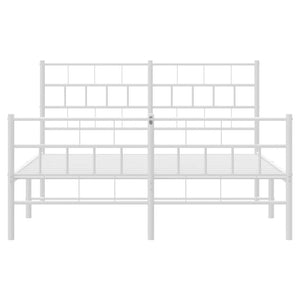 vidaXL Metal Bed Frame with Headboard and Footboard White 59.1"x78.7"-3