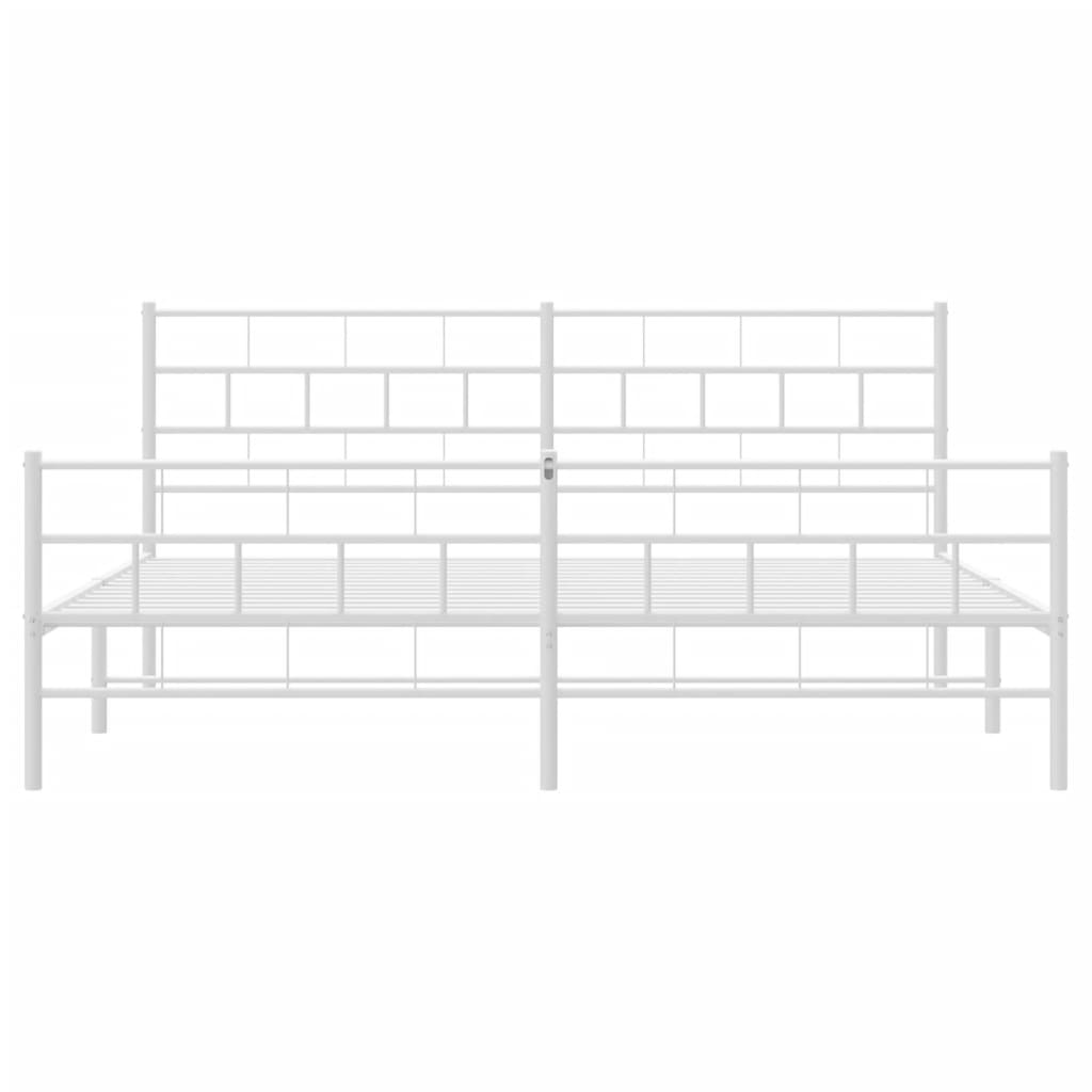 vidaXL Metal Bed Frame with Headboard&Footboard White 72"x83.9" California King-3