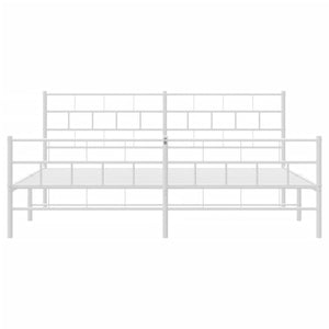 vidaXL Metal Bed Frame with Headboard&Footboard White 72"x83.9" California King-3