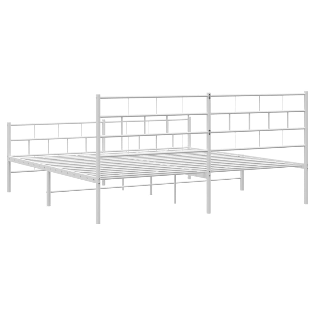 vidaXL Metal Bed Frame with Headboard&Footboard White 72"x83.9" California King-5