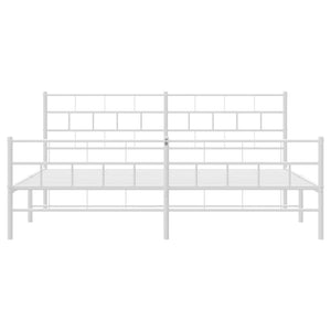 vidaXL Metal Bed Frame with Headboard and Footboard White 76"x79.9" King-3