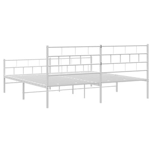 vidaXL Metal Bed Frame with Headboard and Footboard White 76"x79.9" King-5