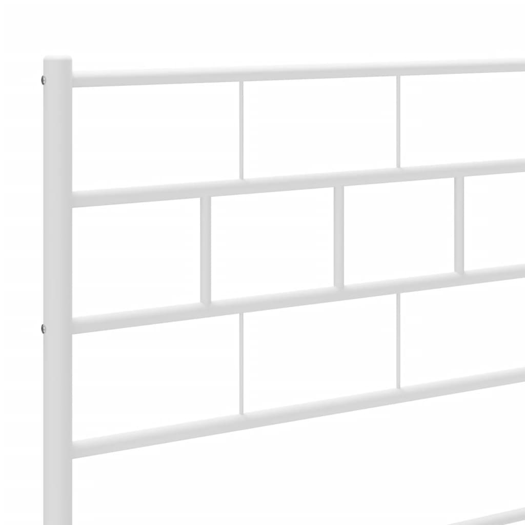 vidaXL Metal Bed Frame with Headboard and Footboard White 76"x79.9" King-6