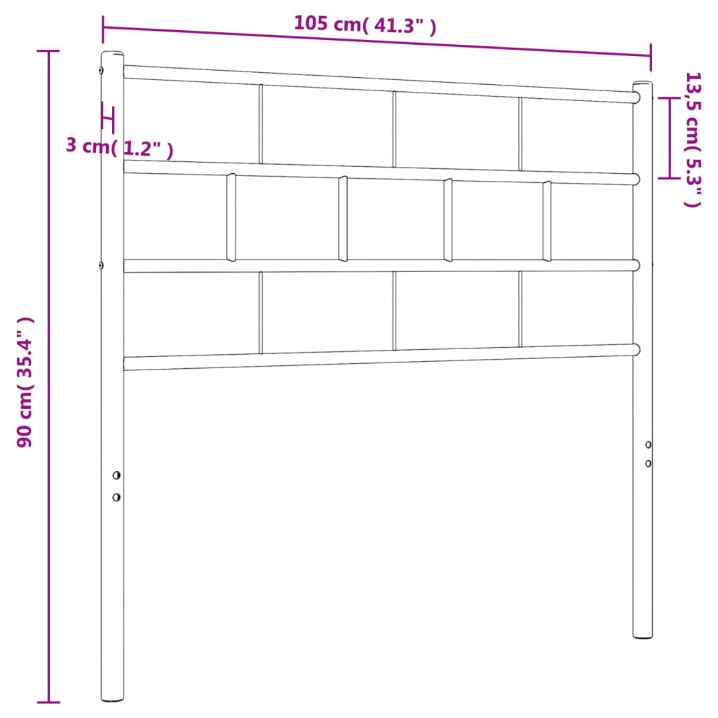 vidaXL Metal Headboard White 39.4"-4