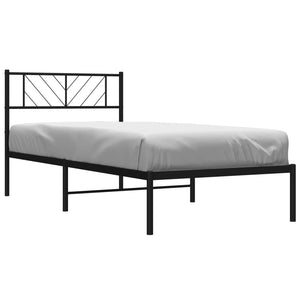 vidaXL Metal Bed Frame with Headboard Black 39.4"x74.8" Twin-1