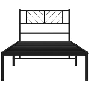 vidaXL Metal Bed Frame with Headboard Black 39.4"x74.8" Twin-3