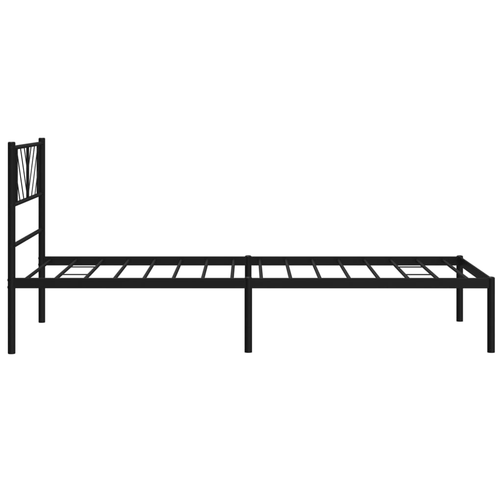 vidaXL Metal Bed Frame with Headboard Black 39.4"x74.8" Twin-4