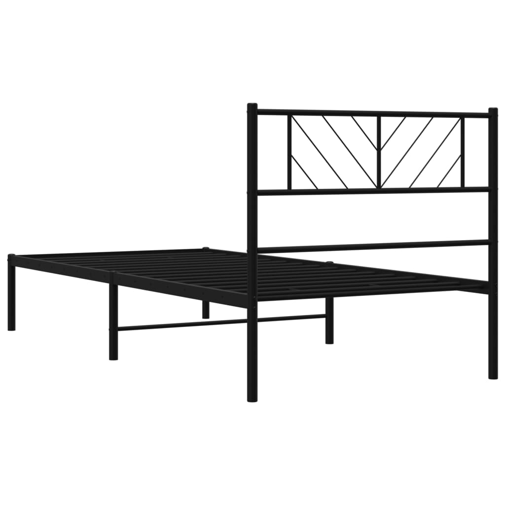 vidaXL Metal Bed Frame with Headboard Black 39.4"x74.8" Twin-5