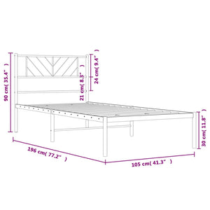 vidaXL Metal Bed Frame with Headboard Black 39.4"x74.8" Twin-7