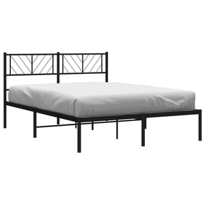 vidaXL Metal Bed Frame with Headboard Black 53.1"x74.8"-1