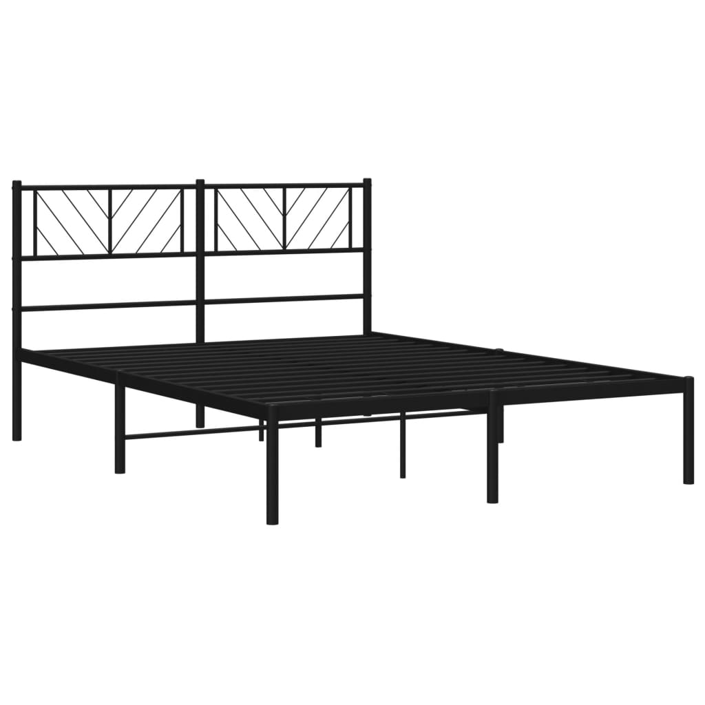 vidaXL Metal Bed Frame with Headboard Black 53.1"x74.8"-2