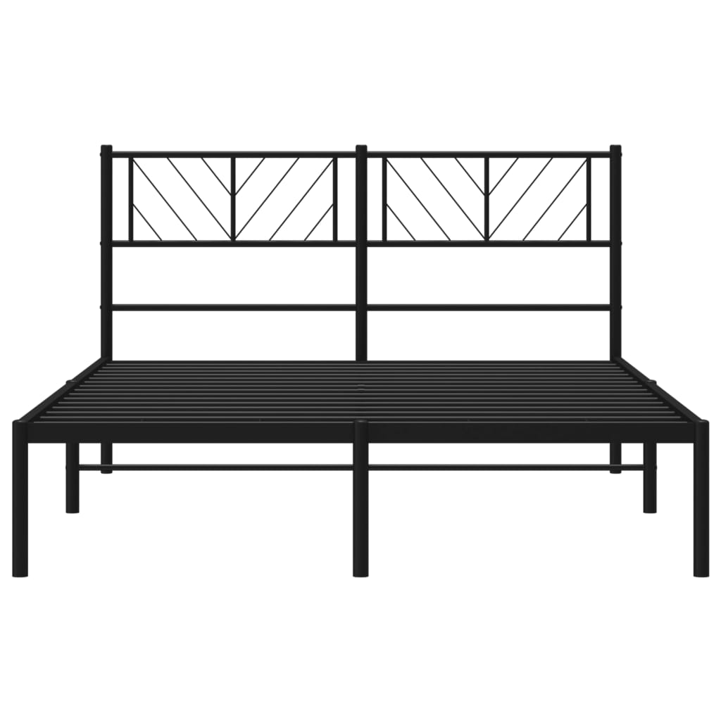 vidaXL Metal Bed Frame with Headboard Black 53.1"x74.8"-3