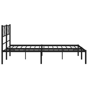 vidaXL Metal Bed Frame with Headboard Black 53.1"x74.8"-4