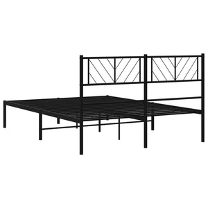 vidaXL Metal Bed Frame with Headboard Black 53.1"x74.8"-5