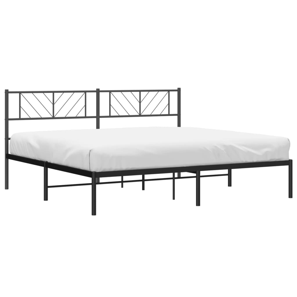 vidaXL Metal Bed Frame with Headboard Black 72"x83.9" California King-1