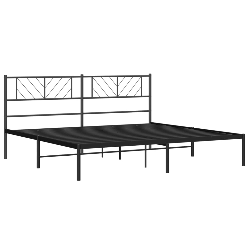 vidaXL Metal Bed Frame with Headboard Black 72"x83.9" California King-2