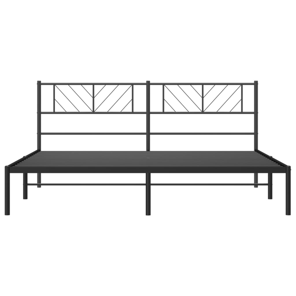 vidaXL Metal Bed Frame with Headboard Black 76"x79.9" King-3