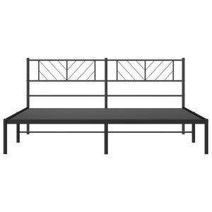 vidaXL Metal Bed Frame with Headboard Black 76"x79.9" King-3