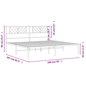 vidaXL Metal Bed Frame with Headboard Black 76"x79.9" King-7