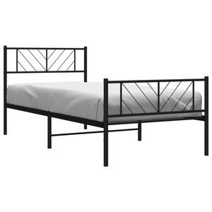 vidaXL Metal Bed Frame with Headboard and Footboard Black 39.4"x74.8" Twin-1