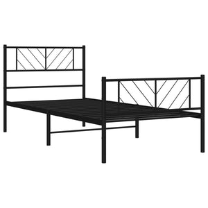 vidaXL Metal Bed Frame with Headboard and Footboard Black 39.4"x74.8" Twin-2