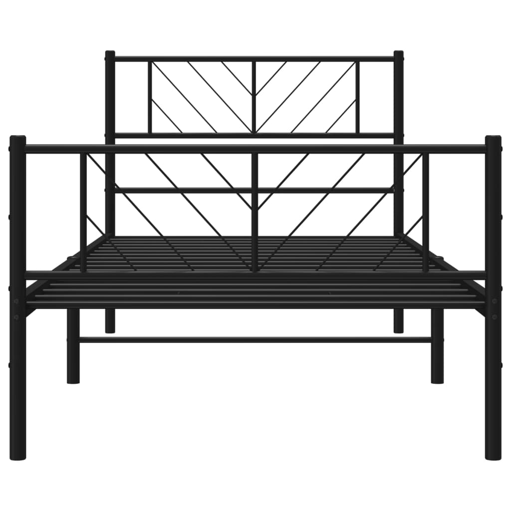 vidaXL Metal Bed Frame with Headboard and Footboard Black 39.4"x74.8" Twin-3