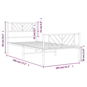 vidaXL Metal Bed Frame with Headboard and Footboard Black 39.4"x74.8" Twin-7