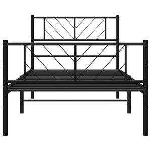 vidaXL Metal Bed Frame with Headboard and Footboard Black 39.4"x78.7"-3