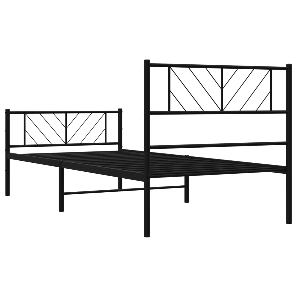 vidaXL Metal Bed Frame with Headboard and Footboard Black 39.4"x78.7"-5