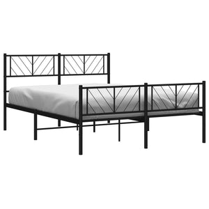 vidaXL Metal Bed Frame with Headboard and Footboard Black 53.1"x74.8"-1