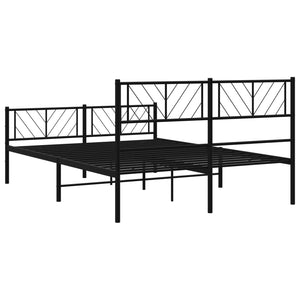 vidaXL Metal Bed Frame with Headboard and Footboard Black 53.1"x74.8"-5