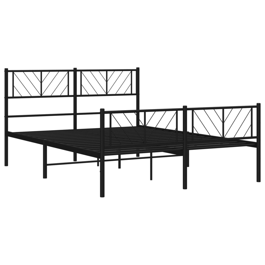 vidaXL Metal Bed Frame with Headboard and Footboard Black 59.1"x78.7"-2