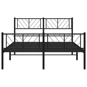 vidaXL Metal Bed Frame with Headboard and Footboard Black 59.1"x78.7"-3