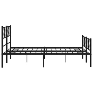 vidaXL Metal Bed Frame with Headboard and Footboard Black 59.1"x78.7"-4