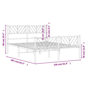 vidaXL Metal Bed Frame with Headboard and Footboard Black 59.1"x78.7"-7