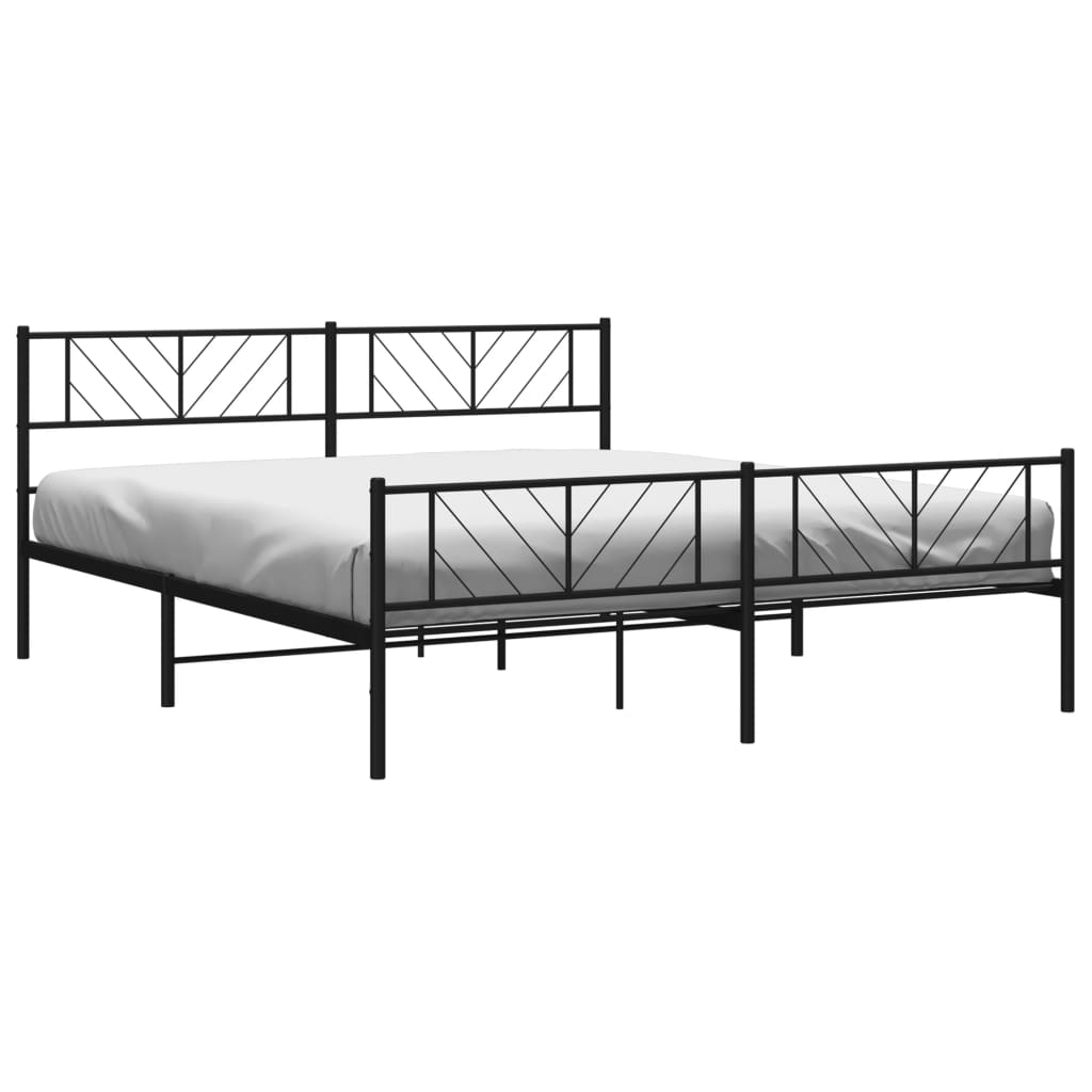 vidaXL Metal Bed Frame with Headboard&Footboard Black 72"x83.9" California King-1