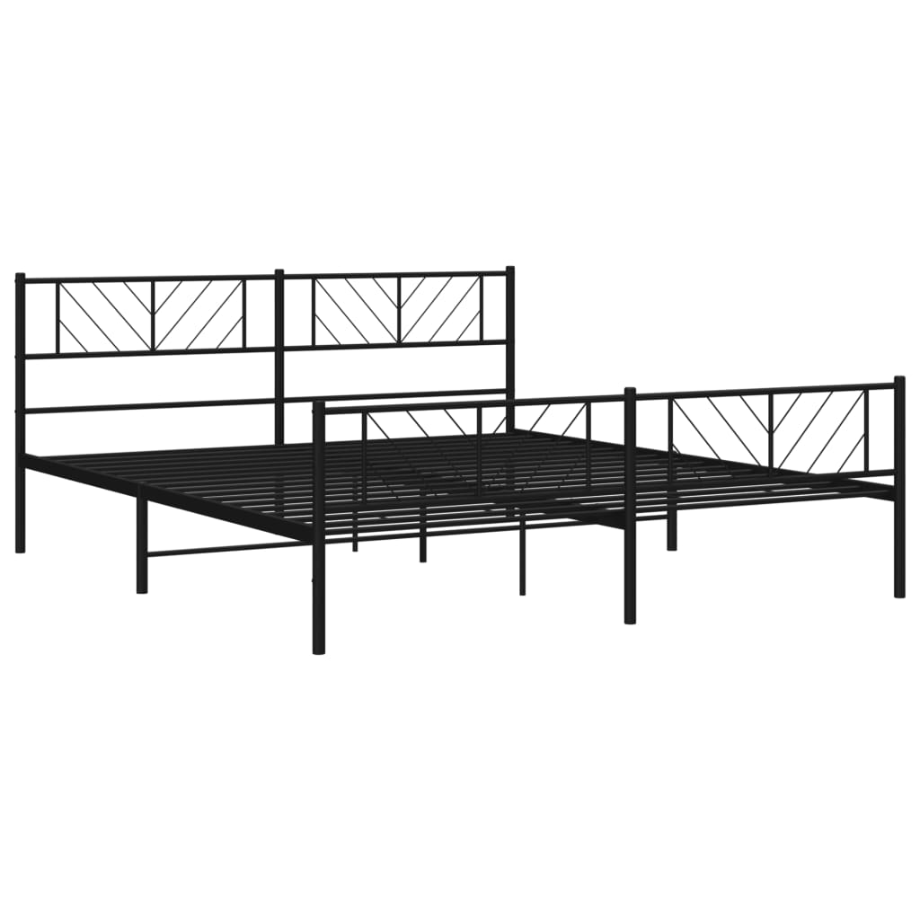 vidaXL Metal Bed Frame with Headboard&Footboard Black 72"x83.9" California King-2