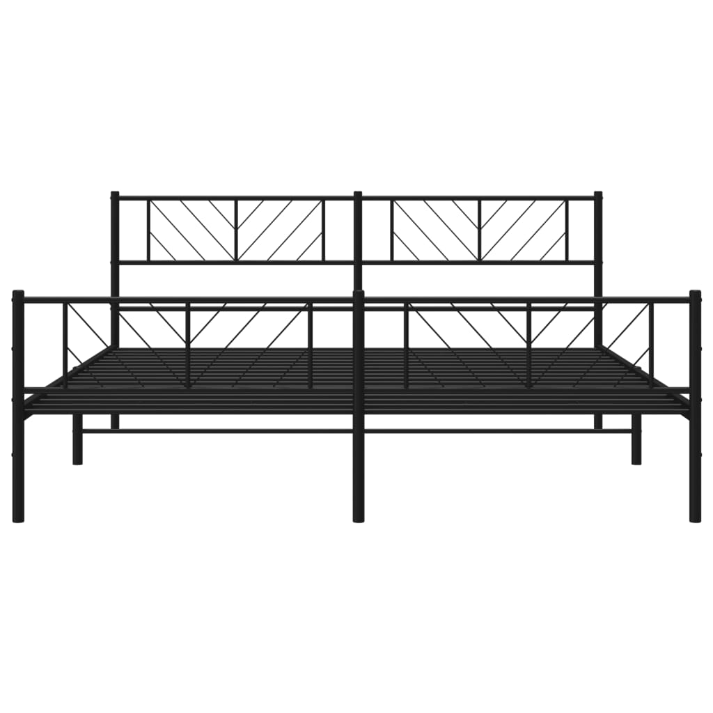 vidaXL Metal Bed Frame with Headboard&Footboard Black 72"x83.9" California King-3