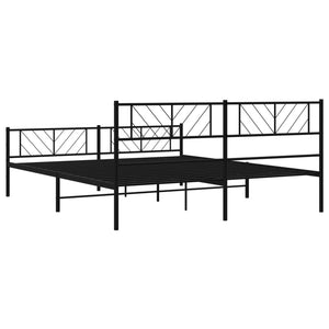 vidaXL Metal Bed Frame with Headboard&Footboard Black 72"x83.9" California King-5