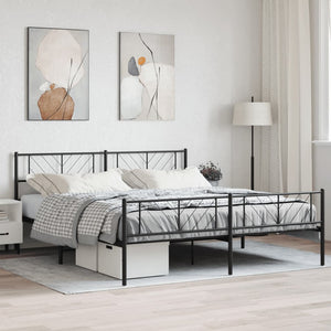 vidaXL Metal Bed Frame with Headboard&Footboard Black 72"x83.9" California King-0