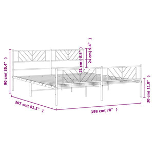 vidaXL Metal Bed Frame with Headboard and Footboard Black 76"x79.9" King-7